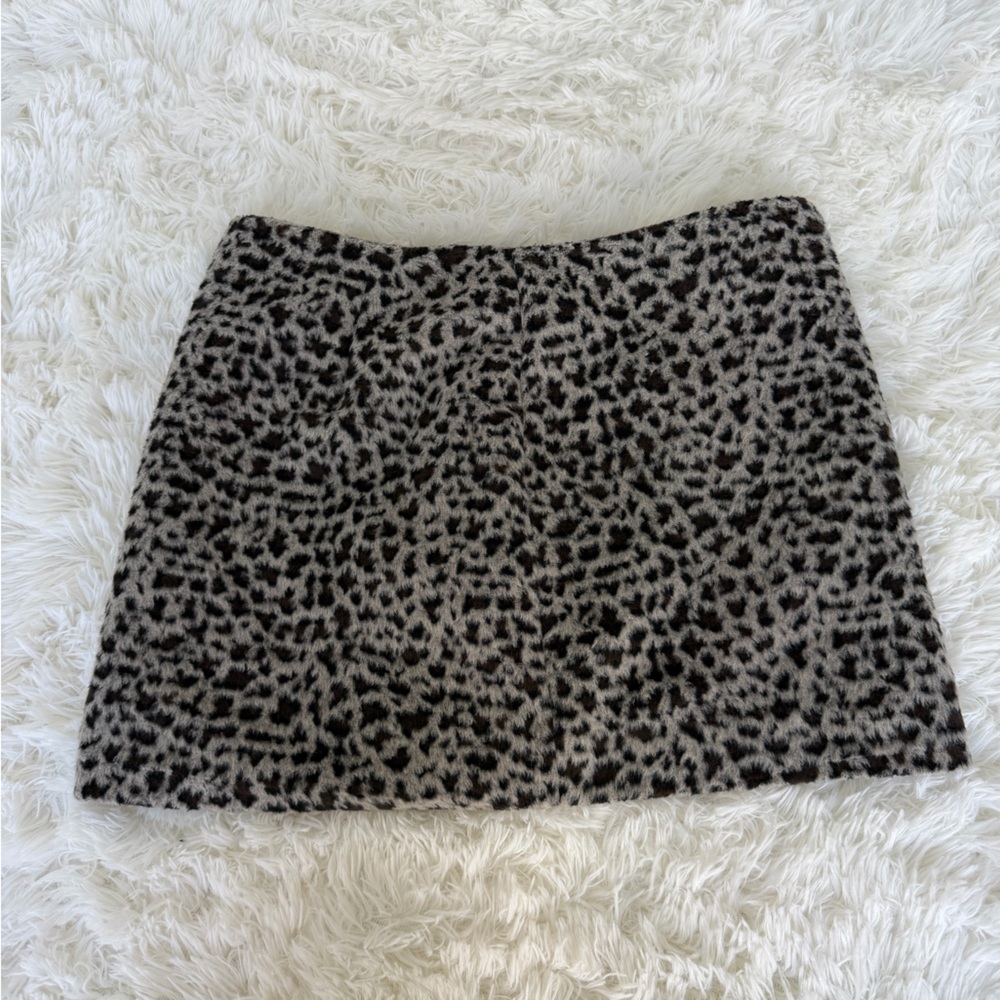 Zara Black and Gray Animal Print Mini Skirt